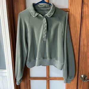 Aerie, quarter snap sweatshirt, royal palm